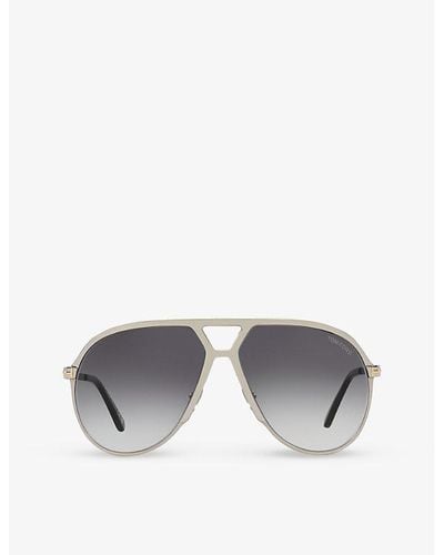 Tom Ford Tr001674 Xavier Aviator-frame Metal Sunglasses - Grey