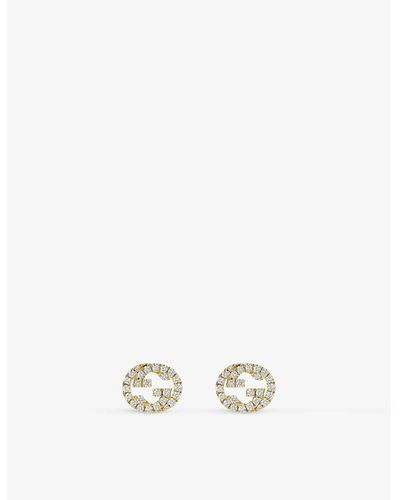 Gucci Interlocked G 18ct And 0.38ct Diamond Stud Earrings - White