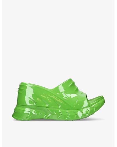 Givenchy Marshmallow Chunky-sole Patent-rubber Wedge Mules - Green