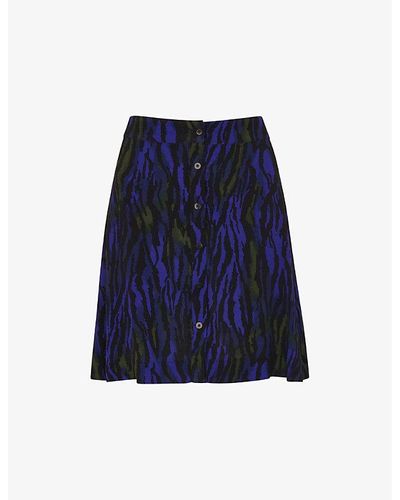 Whistles Tiger-print Woven Mini Skirt - Blue