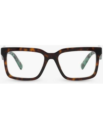 Prada Pr 10yv Rectangle-frame Tortoiseshell Acetate Eyeglasses - Brown