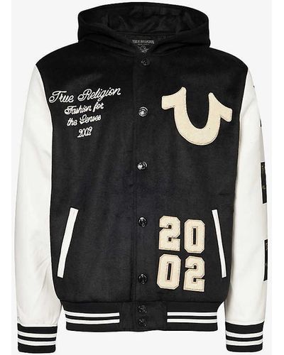 True Religion Hooded Brand-patch Woven Jacket - Black