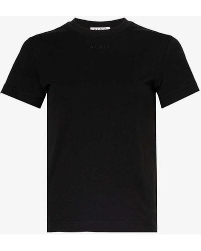 Alaïa Round-neck Cotton-jersey T-shirt - Black