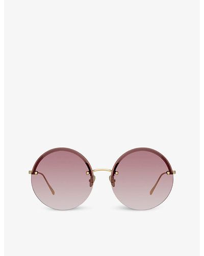 Linda Farrow Adrienne Round-frame Titanium Sunglasses - Multicolour