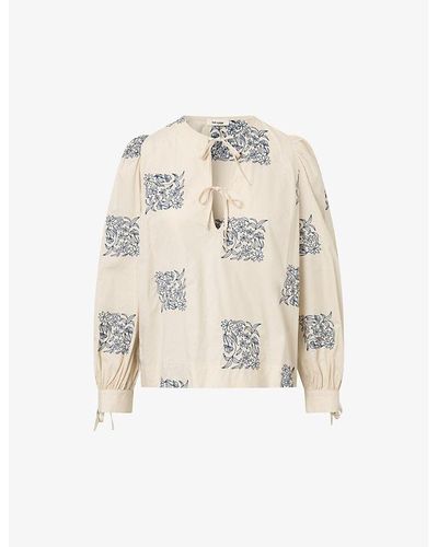Nué Notes Hartwell Printed Cotton Blouse - Natural