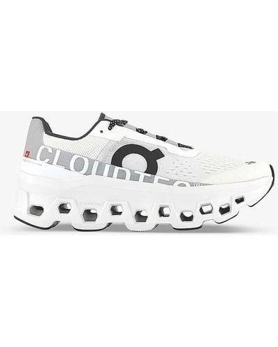 On Shoes Cloudmonster Cushioned Chunky-soled Mesh Low-top Trainers - White