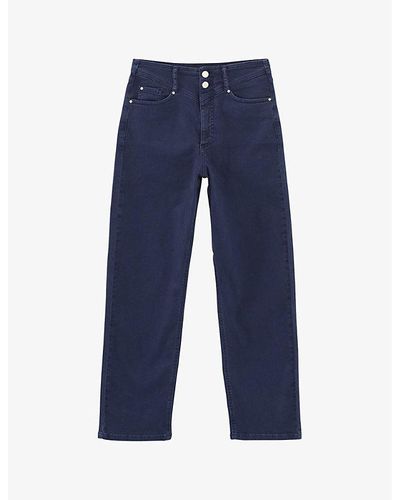IKKS Cropped Straight-leg High-rise Stretch-denim Jeans - Blue