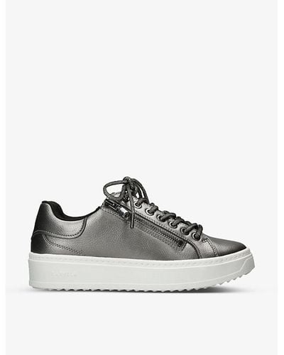 Carvela Kurt Geiger Enchanted Glitter-lace Metallic Faux-leather Low-top Trainers - Grey