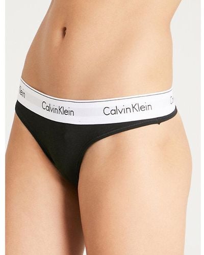 Calvin Klein Underwear Modern Cotton Mid Rise Thong - Black