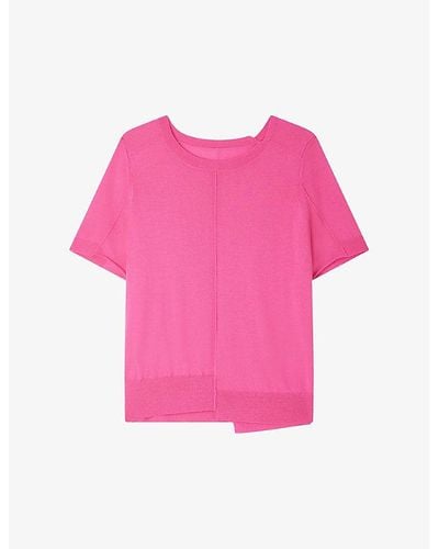 Soeur Azul Relaxed-fit Round-neck Merino-wool T-shirt - Pink
