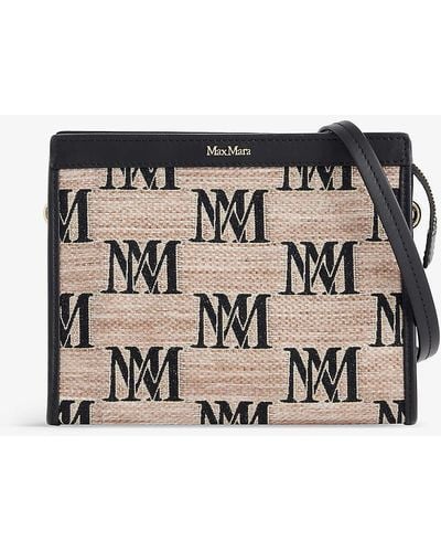 Max Mara Monogram-pattern Woven Clutch Bag - Black