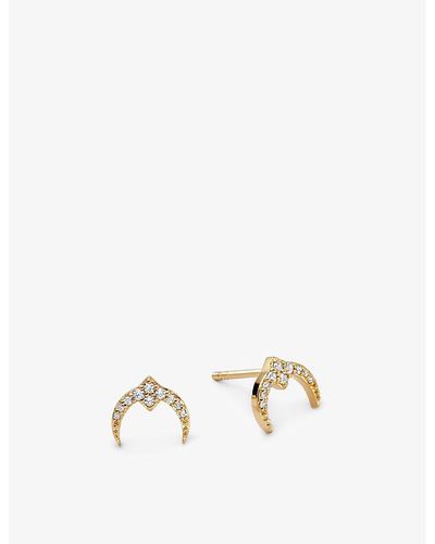 Astley Clarke Luna Light 18ct Yellow Gold-plated Vermeil Sterling-silver Stud Earrings - Natural