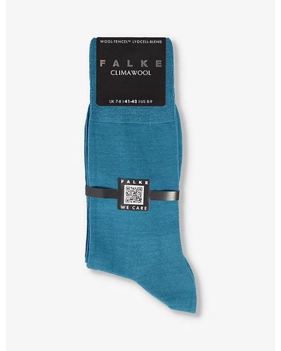 FALKE Climawool Branded-sole Stretch-knit Socks - Blue