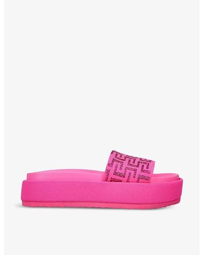 Steve Madden Kora Embellished-strap Flat Fabric Sandals - Pink