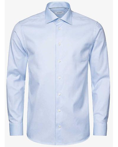 Eton Signature Twill Pin-dot Regular-fit Cotton Shirt - Blue