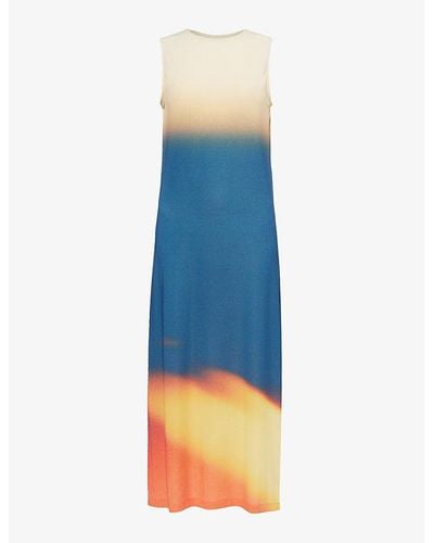 Issey Miyake Light Leak Gradient-pattern Jersey Maxi Dress - Blue
