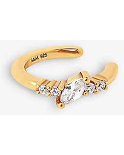 Astrid & Miyu Navette 18ct Yellow -plated Recycled Sterling-silver And Cubic Zirconia Ear Cuff - White