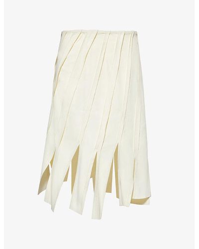 Bottega Veneta Diagonal-design Mid-rise Stretch-woven Midi Skirt - Natural