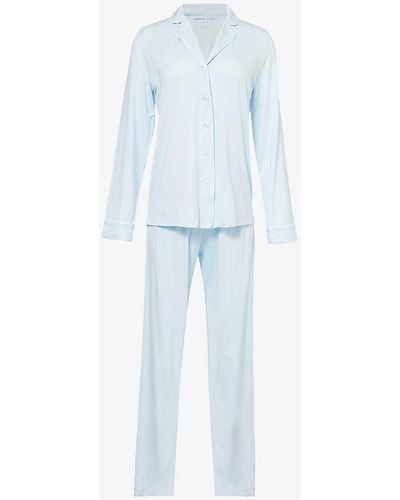 Derek Rose Lara Relaxed-fit Stretch-jersey Pyjama Set - Blue