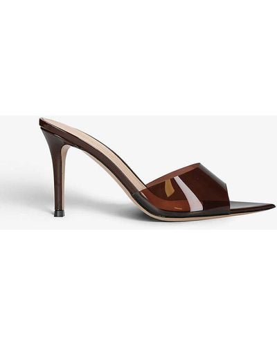 Gianvito Rossi Elle Leather And Pvc Heeled Mules - Brown