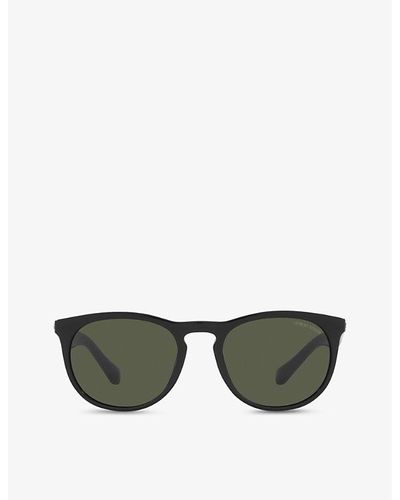 Giorgio Armani Ar8149 Round-frame Acetate Sunglasses - Black