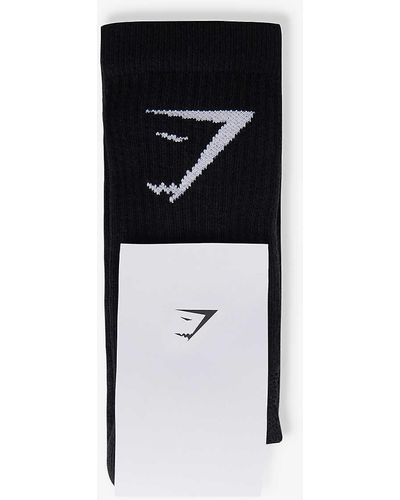 GYMSHARK Branded Pack Of Three Cotton-blend Socks - Black
