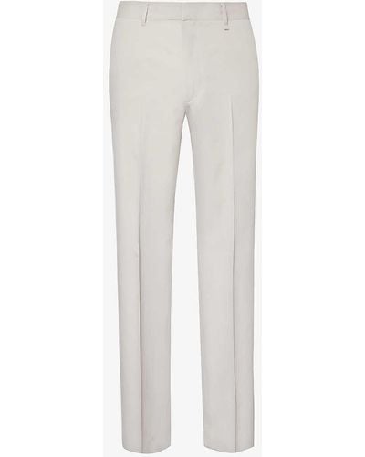 Givenchy Brand-embroidered Regular-fit Straight-leg Wool Trousers - White