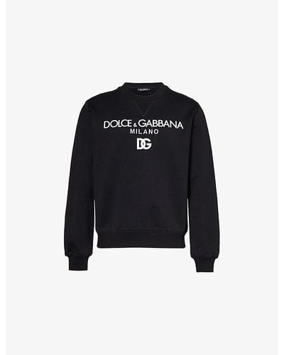 Dolce & Gabbana Milano Brand-print Cotton-jersey Sweatshirt - Black