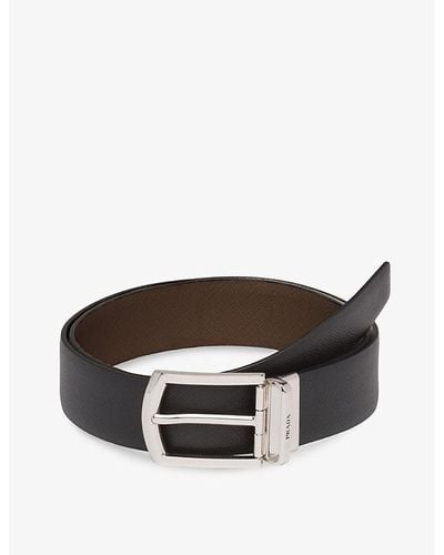 Prada Reversible Saffiano Leather Belt - Brown