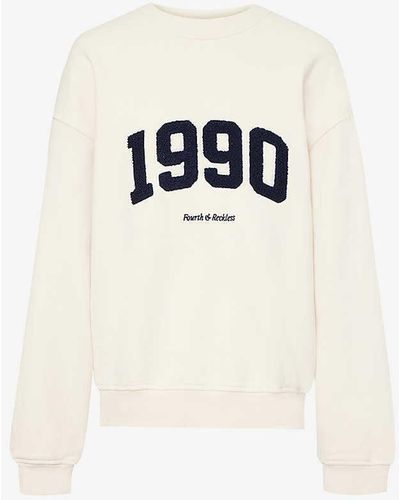 4th & Reckless 1990 Flocked-applique Cotton-jersey Sweatshirt - White