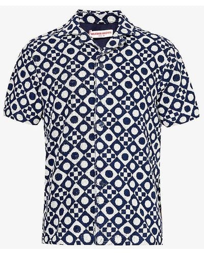 Orlebar Brown Howell Graphic-print Relaxed-fit Cotton-towelling Shirt X - Blue