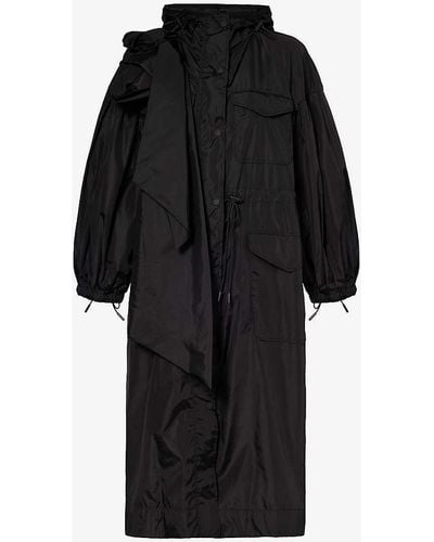 Simone Rocha Bow-embellished Hooded Shell Jacket - Black
