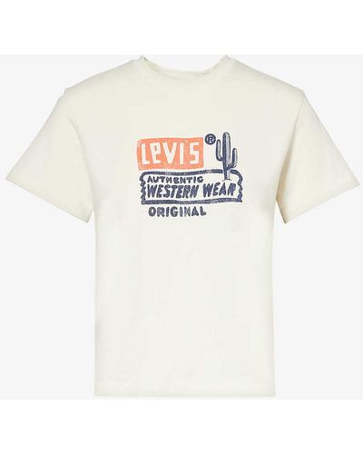 Levi's Branded-print Short-sleeved Cotton-jersey T-shirt - White
