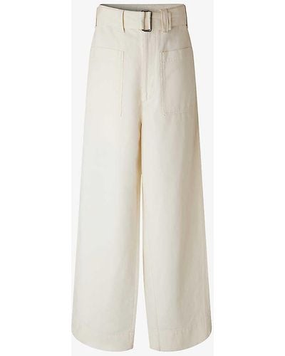 Soeur Vagabond Wide-leg High-rise Cotton-blend Trousers - White