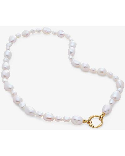 Monica Vinader Nura Supersized-pearl 18ct Gold-plated Vermeil Sterling-silver Necklace - Natural