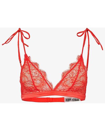 Love Stories Gwen Floral-embroide Lace Bralette - Red