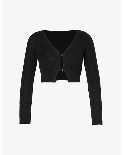 Jacquemus Le Cardigan Alzou Cropped Mohair Wool-blend Knitted Cardigan - Black