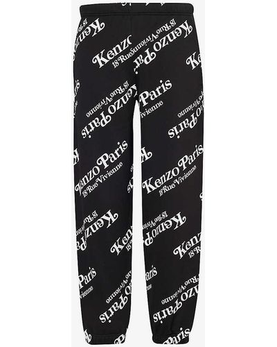 KENZO X Verdy Brand-print Cotton-jersey jogging Bottoms - Black