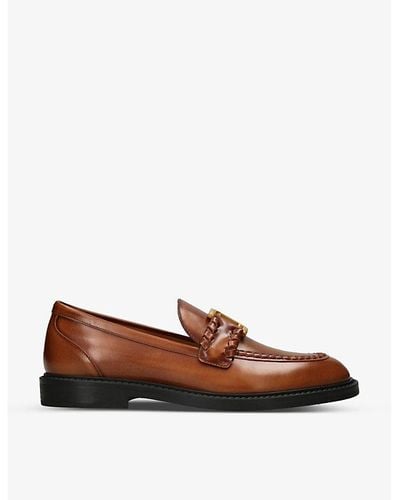 Chloé Marcie Logo-plaque Leather Loafers - Brown