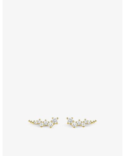 Thomas Sabo Climber 18ct Yellow Gold-plated Sterling-silver And Zirconia Earrings - White