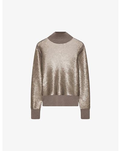 JOSEPH High-neck Sequin-embellished Wool-blend Sweater - Multicolour