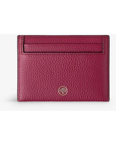 Mulberry Continental Brand-debossed Leather Card Holder - Purple