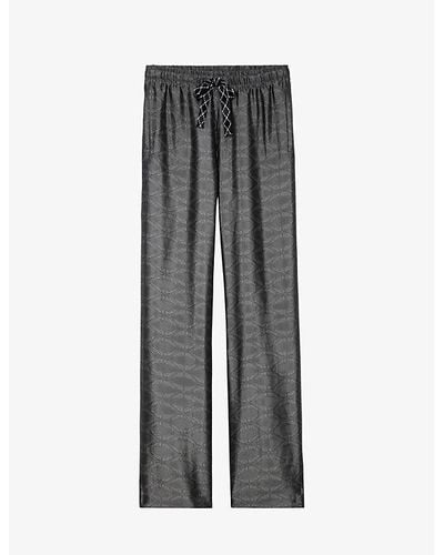 Zadig & Voltaire Pomy Drawstring-waist Jacquard Woven Pants - Gray