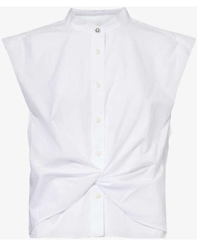 Rag & Bone Louisa Tie-knot Sleeveless Cotton Shirt - White