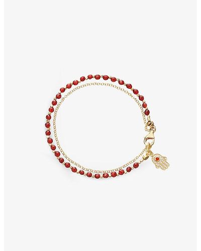 Astley Clarke Hamsa Biography 18ct Yellow-gold Vermeil Sterling-silver And Red Agate Bracelet - Metallic