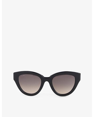 Max Mara Branded-temple Cat-eye Acetate Sunglasses - Gray