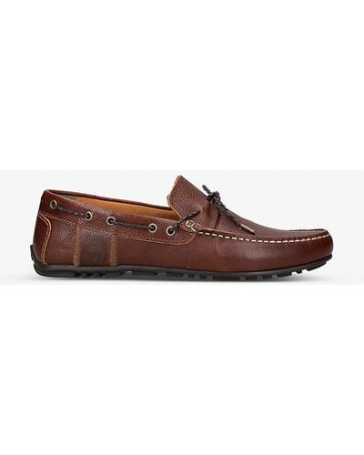 Barbour Jenson Contrast-stitching Leather Driving Shoes - Brown