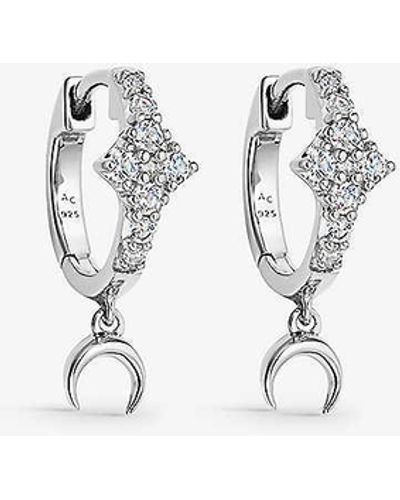 Astley Clarke Luna Crescent Sterling-silver And Sapphire huggies - White