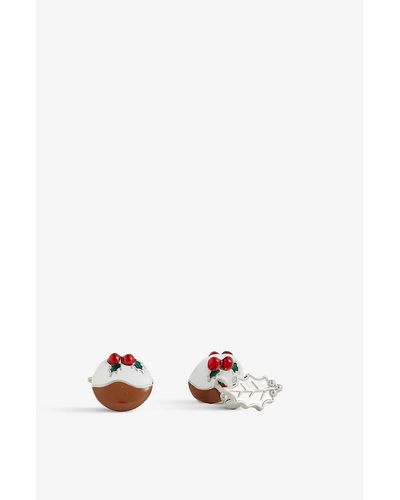 Babette Wasserman Christmas Pudding -plated Brass Cufflinks - White