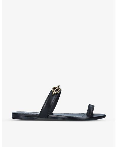Saint Laurent Jota Chain-embellished Leather Sandals - Black